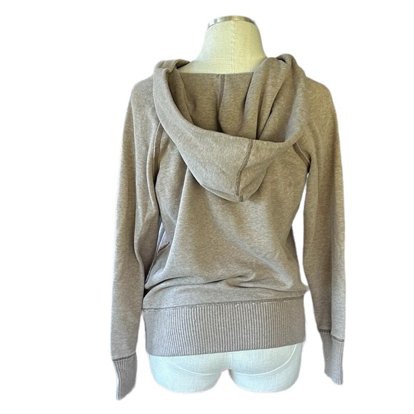 American Eagle Women’s Beige Tan Hooded Sweatshirt with Button Detail Size Large - Picture 2 of 6